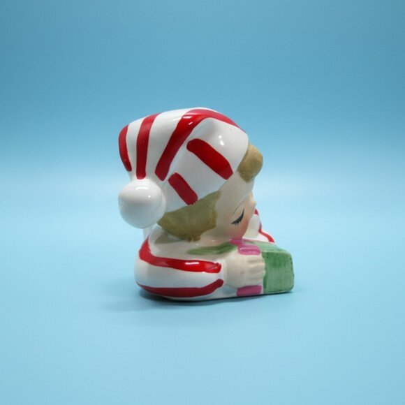 Rare Vintage INARCO Christmas Figurine E-4498 Sleeping Boy Candy Cane PJ Japan - Picture 6 of 11